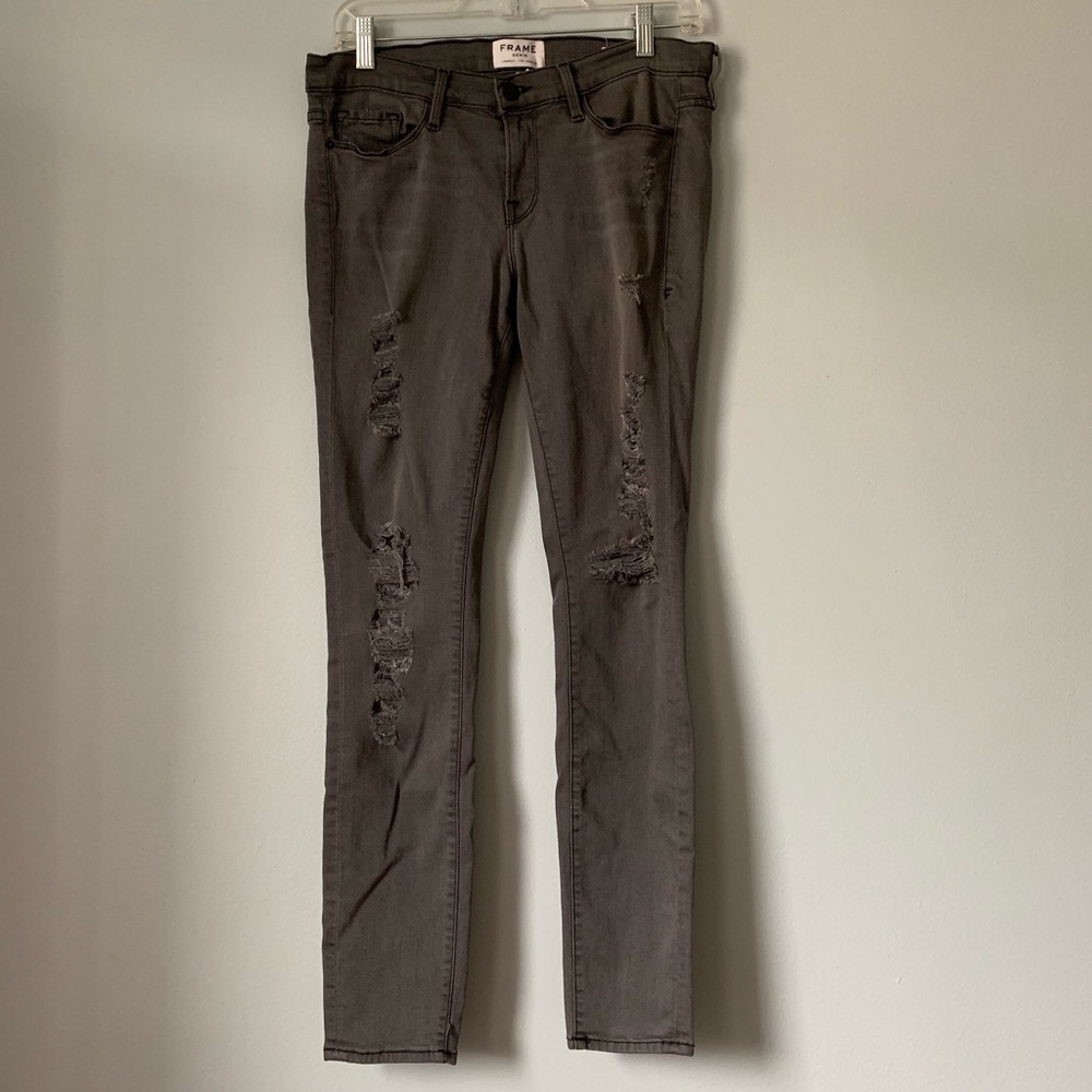 Frame Denim Le Skinny de Jeanne Grey Shred Jeans